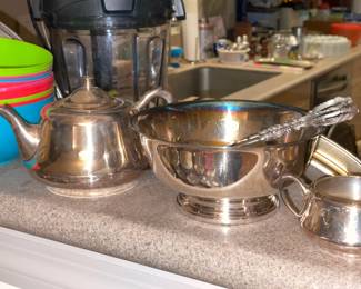 Vintage Tin Trays, Silver Plated Items, & Other Metal/Tin Serving Pieces & Decor