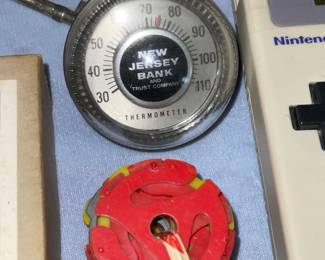 Vintage Bank Advertising Thermometer & Record Inserts