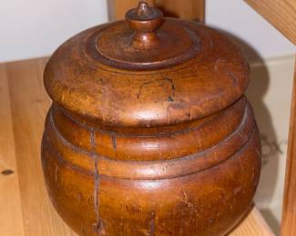 Antique Wooden Jar W/ Lid