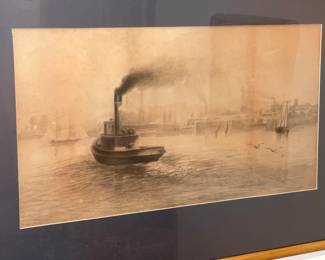 Antique Framed Black & White Artwork