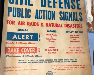 ORIGINAL Civil Defense "Public Action Signals" Poster