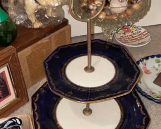 Antique 2 Tier Porcelain Dessert Stand