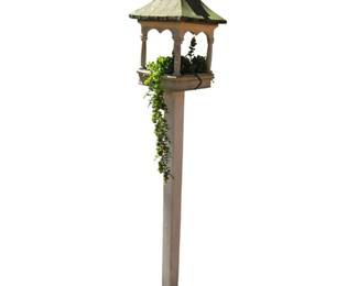 Gazebo Style Bird Feeder or Birdhouse Mounted on a Post