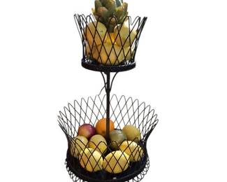2 Tier Fruit Basket with Faux Fruit