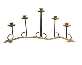 Mid Century Modern Folding Brass 5 Candle Holder Candelabra