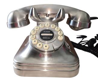 Vintage Style Metallic Silver Corded Phone Grand Phone