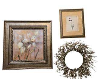 Wall Decor Wreath and 2 Pictures