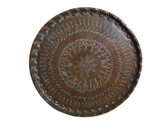 Antique Large Persian Tinned Copper Tray Platter