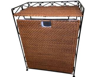 Metal and Wicker Laundry Hamper