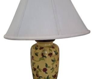 Yellow and Floral Table Lamp with Shade
