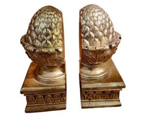 Gold Pinecone Bookends
