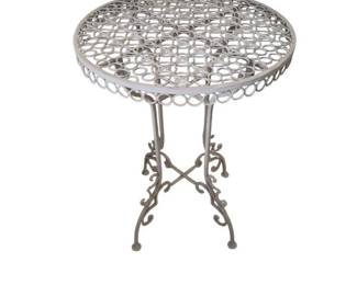 Cream Colored Wrought Iron Accent Table