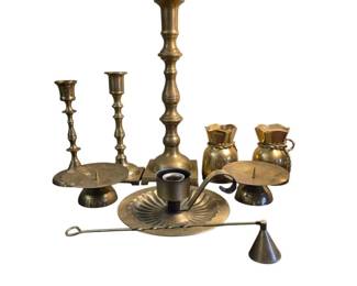 Brass Candle Holders and Snuffer