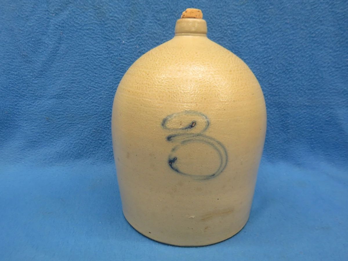 Lot 10. 3-gallon salt glaze stoneware jug in very good condition