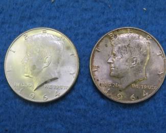 Lot 86. Two 1964 D Kennedy Half Dollars