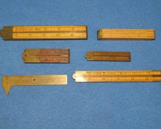 Lot 315. Six different vintage rulers including a Stanley and two Lufkins