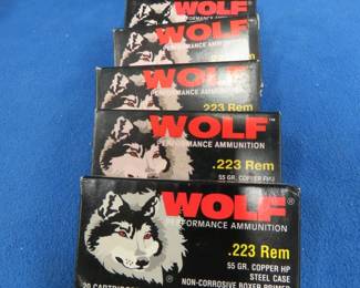 Lot 228. Nine boxes of 20 each (180) Wolf .233 rounds