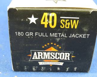Lot 286. One box of 100 Armscor 40 S&W rounds