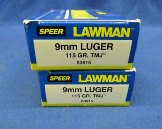 Lot 281. Two boxes of 50 each Speer Lawman 9 MM rounds