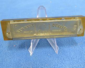 Lot 136. M. Hohner New Best Quality diatonic faux concert harmonica model 50B with 10 divided holes. Sounds great.