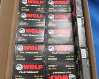 Lot 220. 17 boxes of 20 each (340 ) Wolf .223 rounds
