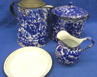 Lot 270. Vintage blue swirl enamelwear