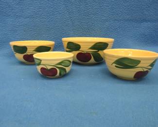 Lot 239. Vintage Watt Ware apple nesting bowls. 7" 6", 5", and 4". No chips or cracks.