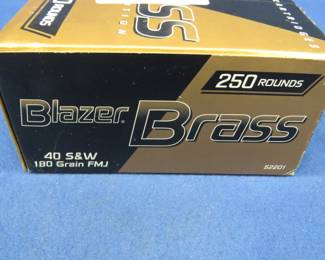 Lot 193. One box of 250 Blazer Brass 40 S&W rounds