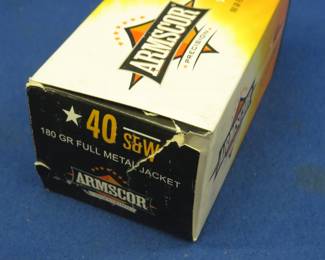 Lot 195. One box of 100 Armscor 40 S&W rounds