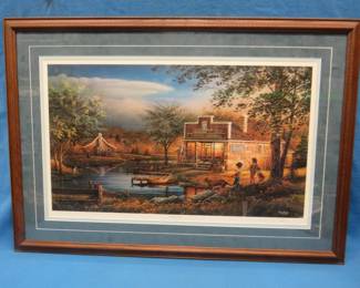 Lot 63. Framed, triple matted, and signed "Summertime" by Terry Redlin. Number 24581 out of 24900. 43" x 30".