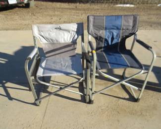 Lot 155. Two folding camp chairs with fold-down side tables
