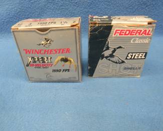 Lot 116. 34 rounds of 12-gauge shells: 11 rounds of Winchester 3" steel 2 shot. 23 rounds of Federal 2 3/4" steel BB shot.