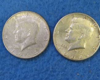 Lot 209. Two Kennedy Half Dollars: 1964 P and 1964 D