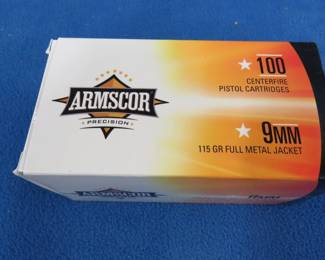 Lot 257. One box of 100 Armscor 9MM rounds