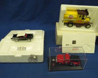 Lot 266. Four diecast cars: Pepsi-Cola truck. 1957 Chevy Bel Air. 1953 Chevrolet 3100 pickup truck. NIP Racing Champions Bobby Hamilton 1:64 die cast