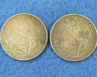 Lot 201. Two 1923 Monroe Doctrine Commemoratives 90% Silver Fifty-Cent Coins