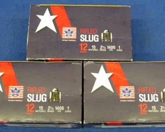 Lot 283. Three boxes of 10 each Stars and Stripes 12-gauge rifled slugs