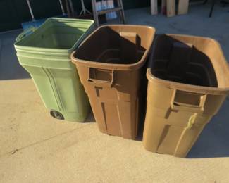 Lot 160. Three garbage bins with no lids