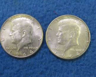 Lot 103. Two 1964 Kennedy Half Dollar Coins
