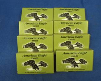 Lot 191. Eight boxes of 20 each American Eagle XM856 5.56 x 45mm rounds