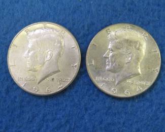 Lot 208. Two 1964 D Kennedy Half Dollars
