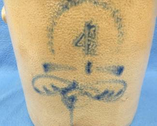 Lot 27. Four-gallon double P salt glaze crock