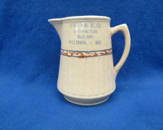 Lot 11. Red Wing Sponge Band Gray Line advertising pitcher from Milltown Wisconsin. Excellent condition.