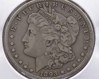 Lot 25. 1893 CC Silver Dollar. Minimum bid $400
