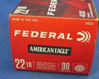 Lot 196. One box of 400 Federal American Eagle 22LR rounds
