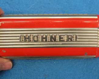 Lot 33. Hohner Echo Elite 64-hole double-sided tremolo harmonica in a two-piece box in excellent condition. Keys of C and G. Sounds great. Minimum bid $20.