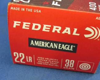 Lot 197. One box of 400 Federal American Eagle 22LR rounds