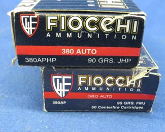 Lot 289. Two boxes of 50 each Fiocchi 380AP rounds