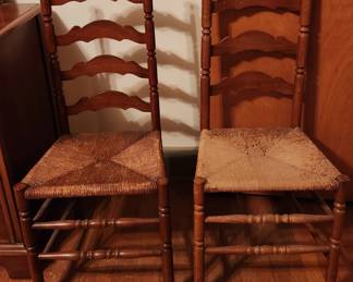 Ladderback chairs, rush seat.