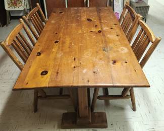 Habitant rustic table and four chairs. Made in Bay City, Michigan
